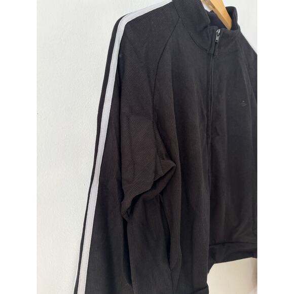 NWOT Halara Ribbed Stand Collar Long Sleeve Zipper Jacket Black Stripe Large - Picture 6 of 8